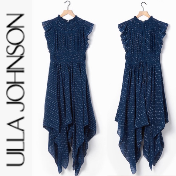 Ulla Johnson Dresses & Skirts - Ulla Johnson Jules Polka Dot Handkerchief Dress blue/white 2
